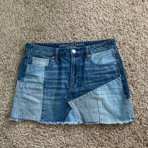 American eagle patchwork denim skirt